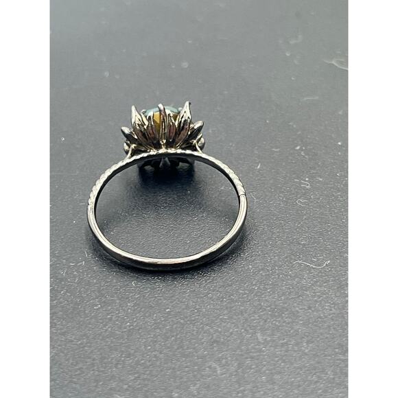 FJ Fragrant Jewels Black Sterling Round Blue CZ Stone Spider Prong Ring Sz 9.5 - Picture 3 of 8